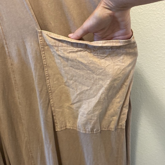 Zara light tan cotton jersey sleeveless maxi dress with big pockets - Picture 4 of 7